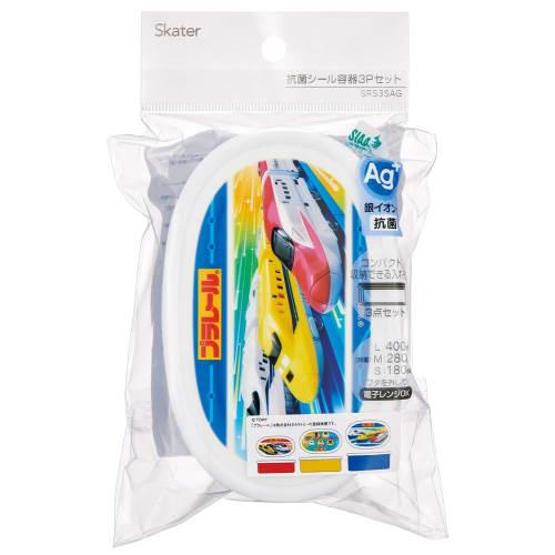 Skater Lunch Box Seal Container Storage Container Set of 3 (Large 400ml, Medium 280ml, Small 180ml) Plarail 24 Made in Japan SRS3SAG-A