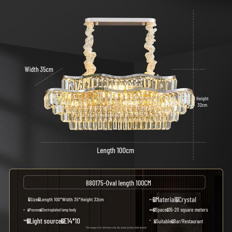 Postmodern Retro Wave Crystal Chandelier for Living Room, Bedroom, or Dining Light - Eye Protection & Atmospheric Design