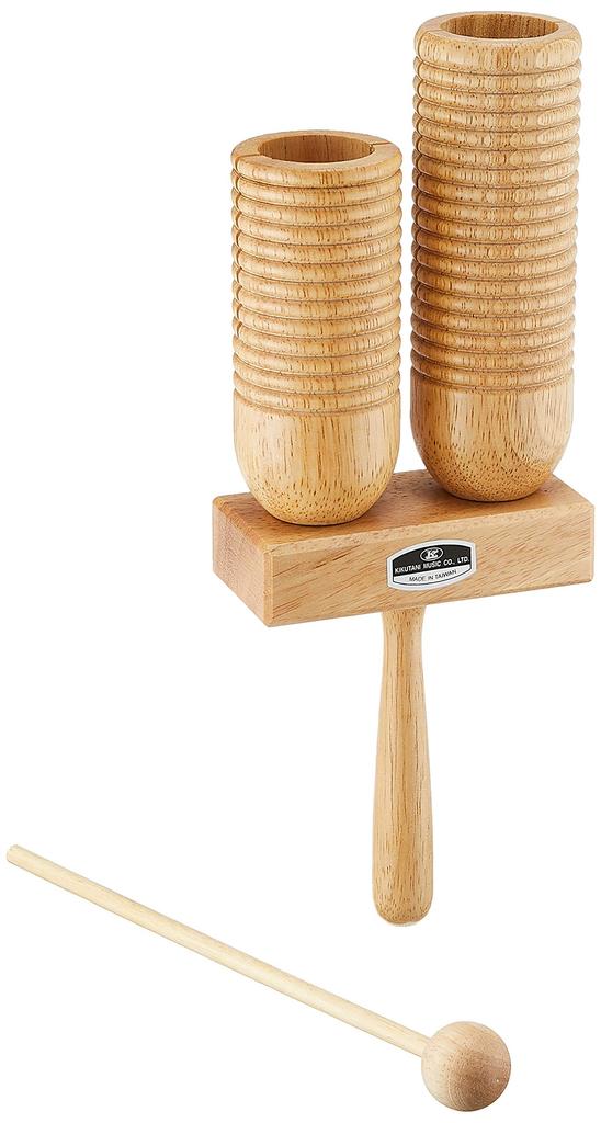 Kikutani Agogowood Block with Wooden Drumsticks, Length 270mm, Width 100mm, AGW-2L