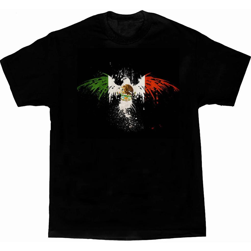 Mexican Flag Coat of Arms Flame Eagle Rise Up T Shirt High Quality Cotton Loose Big Sizes Breathable Top Casual T Shirt