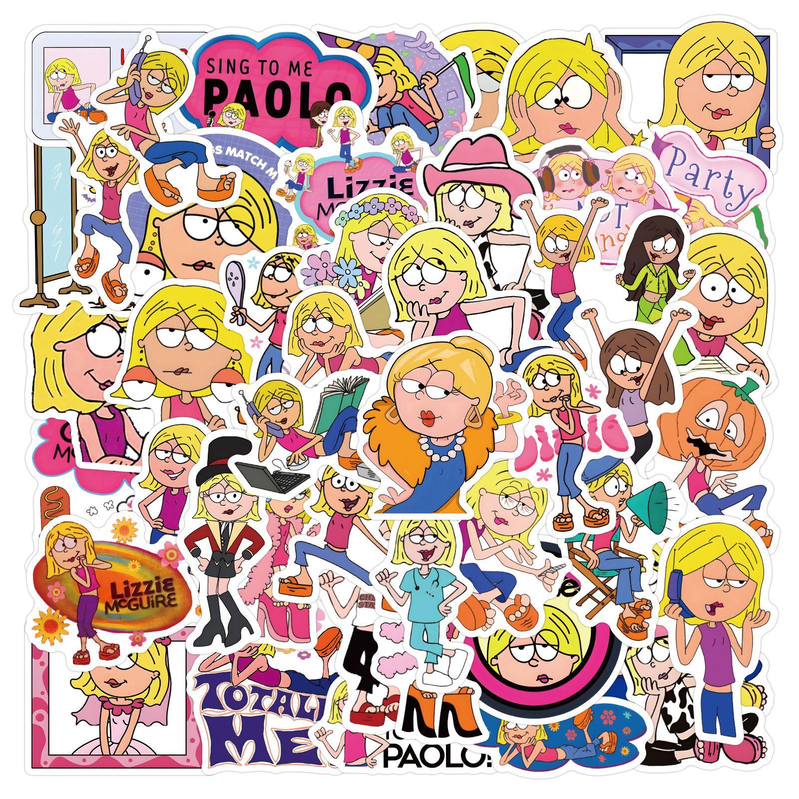 Car Beautiful Stickers Unisex Kids 55 Lizzie Mcguire Cartoon Graffiti Stickers Decorate Notebook Suitcase Stickers