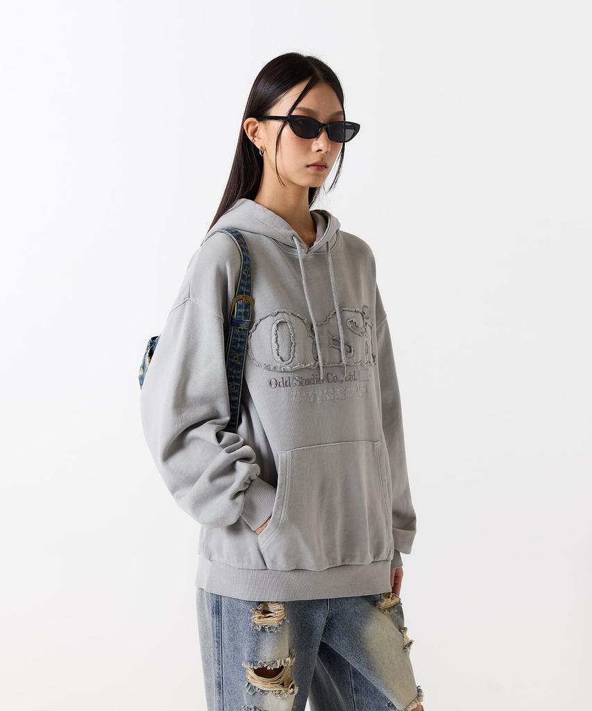 Odsd Pigment Damaged Overfit Hoodie - Light Gray