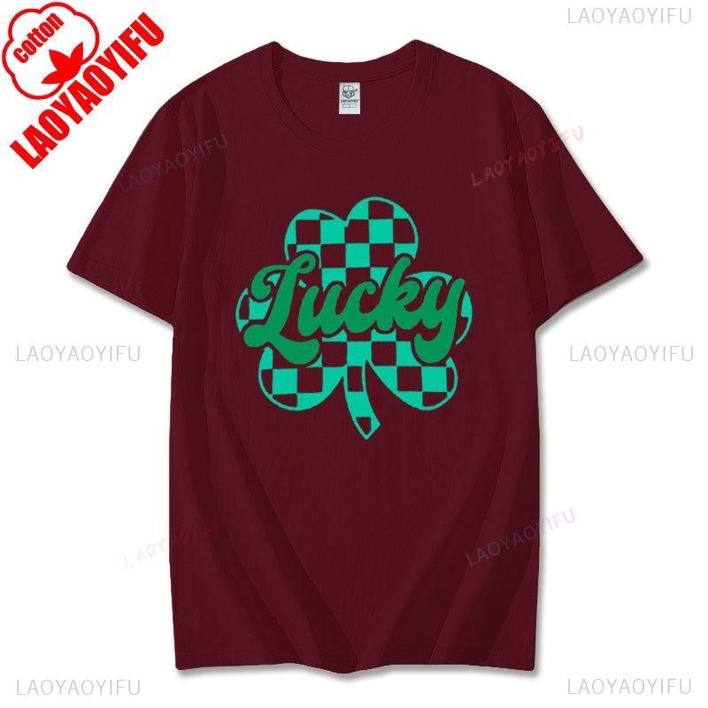 2025 St Patricks Day Women Shirt Lucky Shamrock Graphic Tshirt Irish Shirts St Patricks Cotton Short Sleeve Tee Tops Ropa Mujer