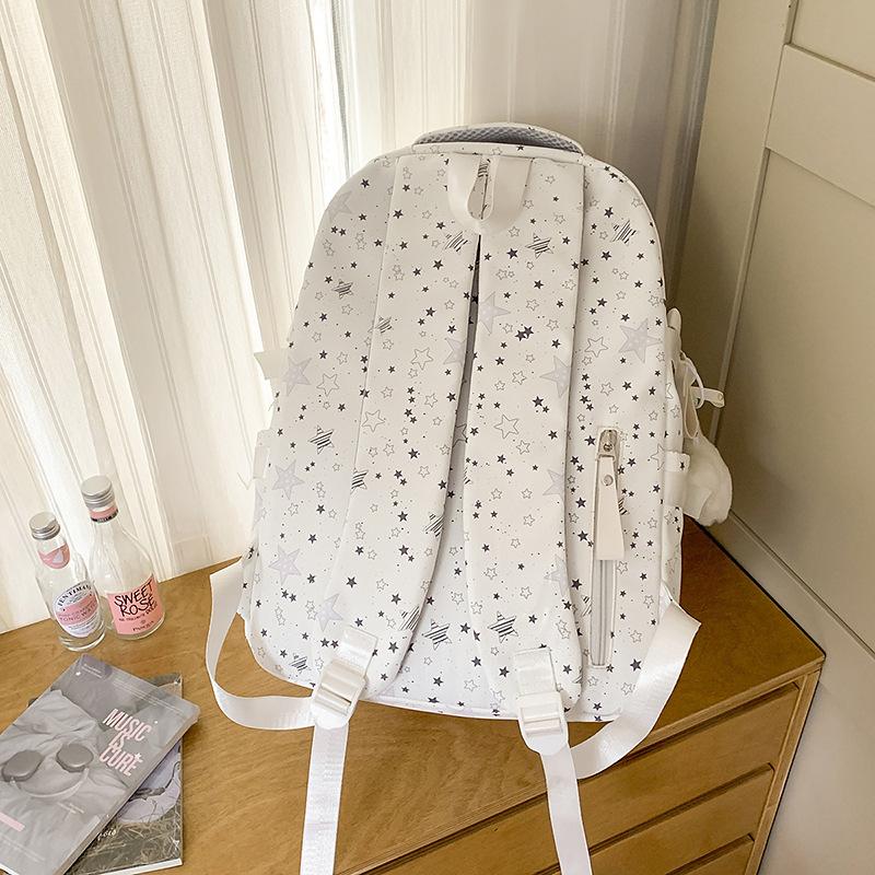 New Stylish School Backpack For Girls With A Fresh Star Print Lightweight Backpack For Middle And High School Students