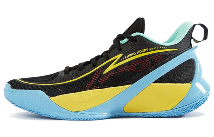 Li Ning SONIC 10 V2 Low top Children s Basketball Shoes Black Yellow Blue Teenagers ABPS033-6 40