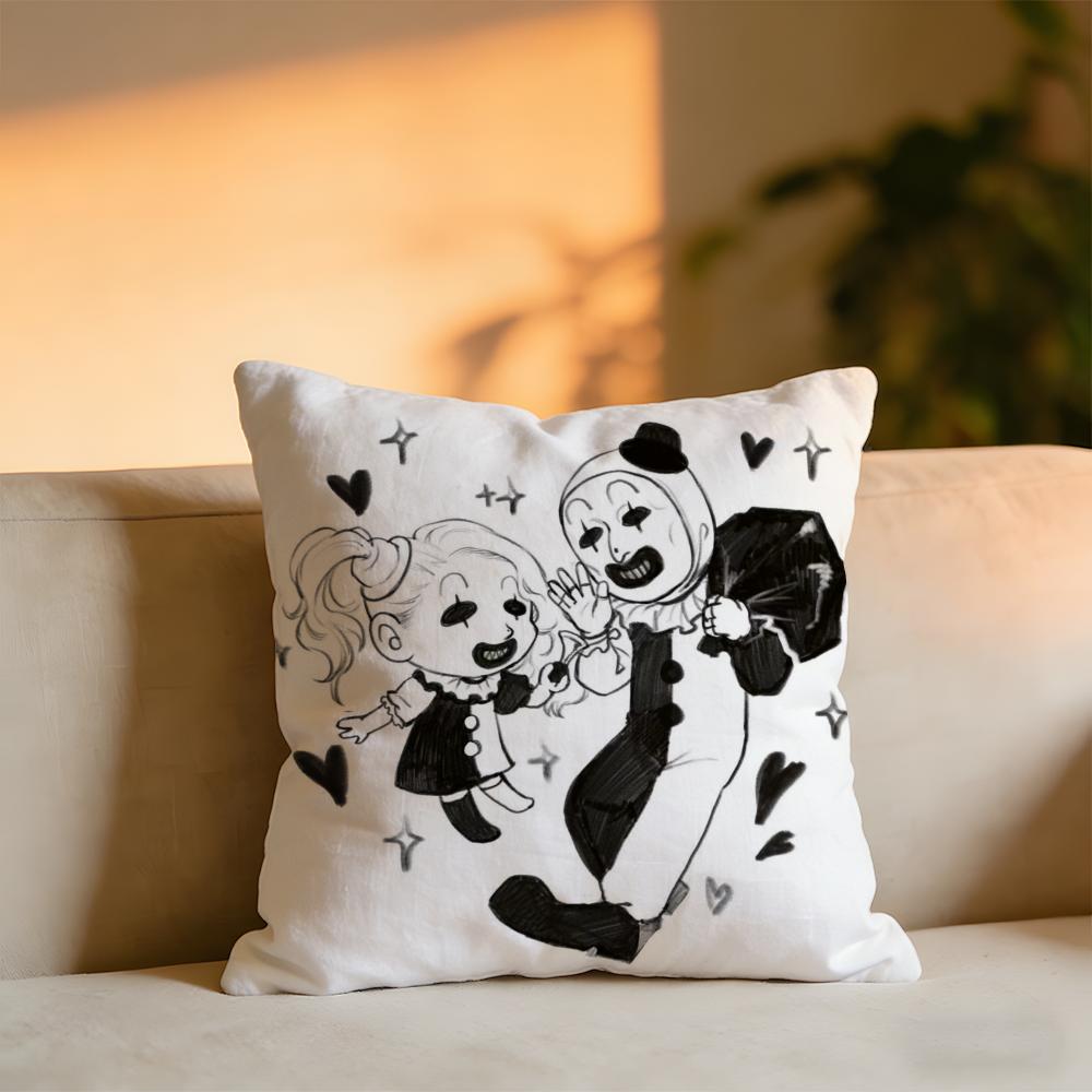 Terrifier Joker Cushion Cover Cozy Velvet Throw PillowSoft Warm Cushion For Sofa  Bed