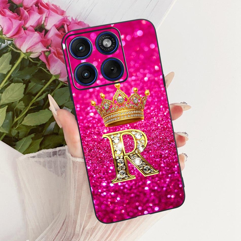 For Motorola Edge 70 Fashion Crown Letter Phone Case For Motorola Moto X70 Air Edge70 5G XT2601-2 Black Silicone Soft Cases