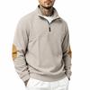Men's Half-Zip Hooded Long Sleeve Loose Fit Sweatshirt with Paneled Stitching