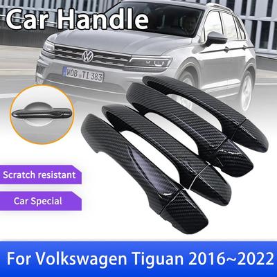 Kohlefaser Türgriffabdeckung Zierleiste für Volkswagen VW Tiguan MK2 AD BW 2016~ Autozubehör Schutzaufkleber