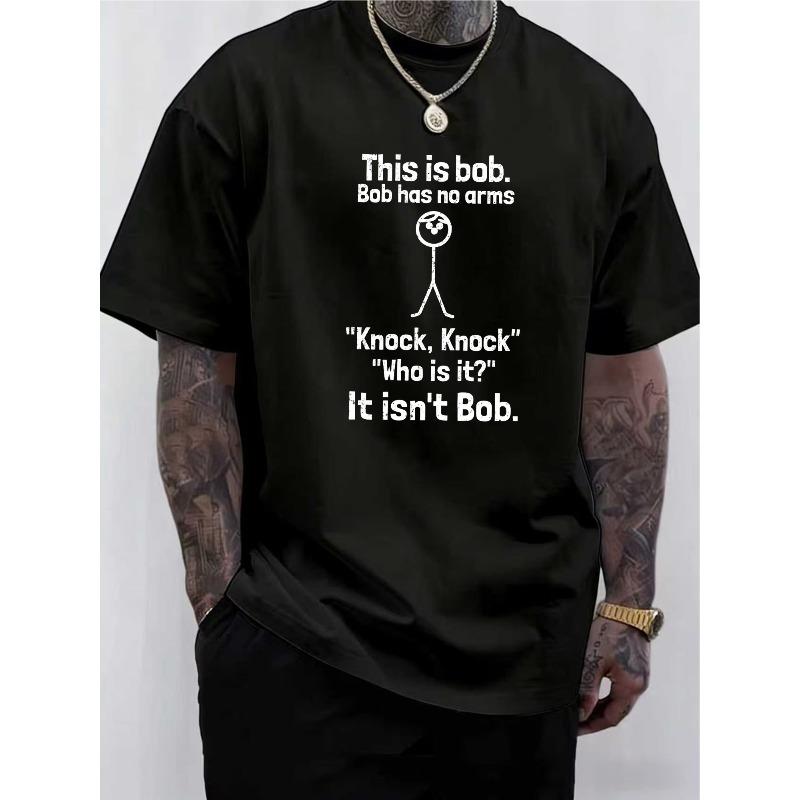 European Size Men S  This Is Bob  Knock Knock Joke Graphic Print Crew Neck T-Shirt | Soft Medium-Stretch, Regular Fit, Comfor... S разноцветный