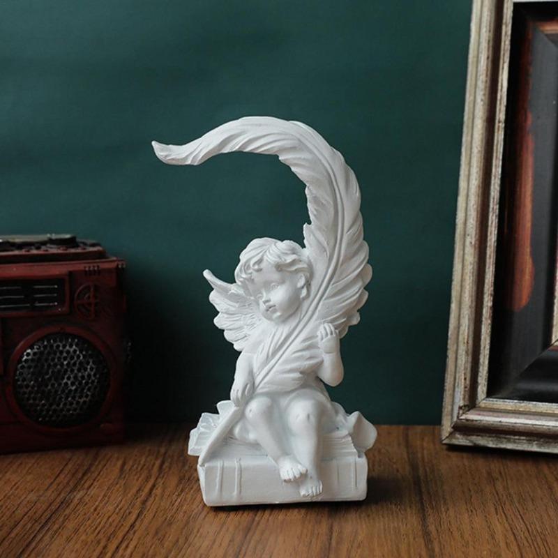 Romantic Feather Angel Ornament Living Room Desktop Cupid Decoration Home Decoration White Prayer Angel Couple Ornament
