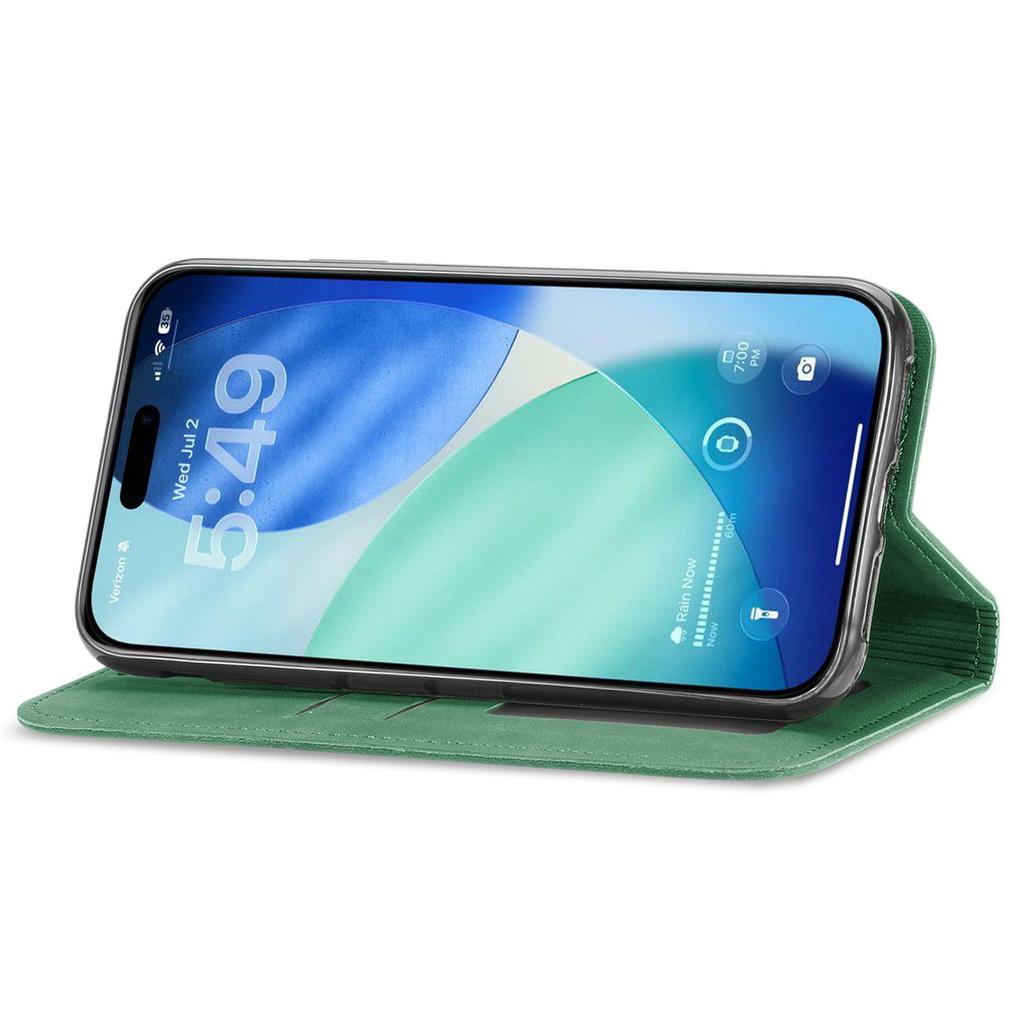For iPhone 17 Pro Leather Case with Card Holder Magnetic Absorption Phone Cover