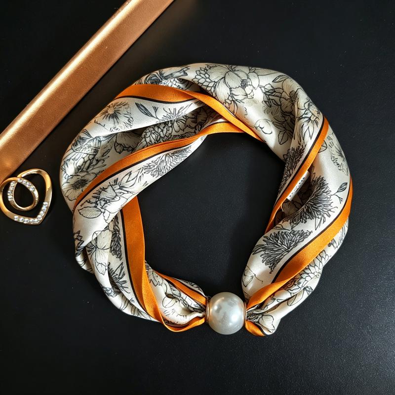 Silk Magnetic Buckle Scarf: Luxurious, Versatile Mulberry Silk for Women's Spring/Summer Neck Protection