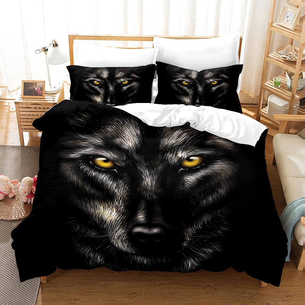 3D Wolf Print Duvet Cover Set Wild Animals Bedding Set Luxury Modern Gift Wolf Bedding Set Comforter Cover Full King Size 2/3pcs