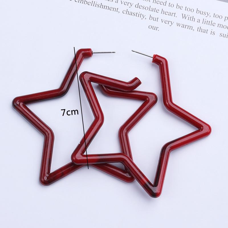 New Wine Red Geometric Hanging Earrings for Women Metal Pendants Dangle Earrings Red Color Exaggerated Drop Earrings aretes