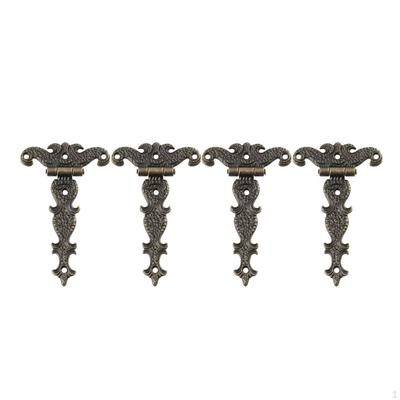 4x Vintage Hinges, Decorative with Screws Hardware Kit Hinges for Office Living Box Cupboard Door ,