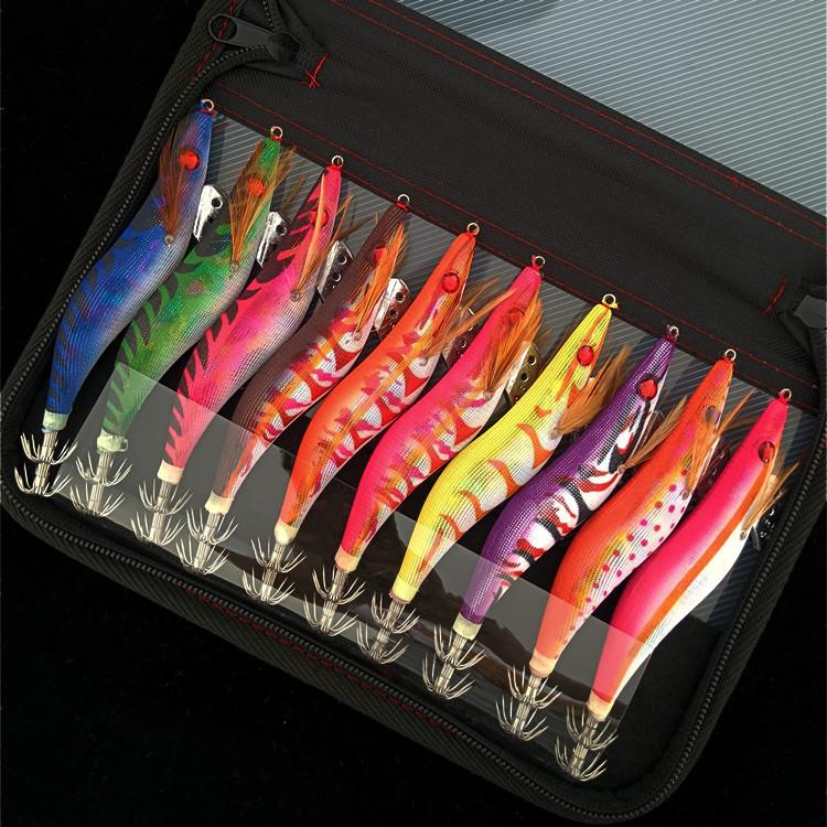 

11,5 см/15 г светящаяся деревянная приманка для ловли креветок, приманка для ловли кальмаров и осьминогов, 3D-глаза, воблер с жесткой наживкой, джиг-приманка для ловли кальмаров с сумкой, 3.0, 10 шт. 1 set