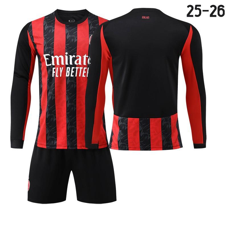 

2526 Milan AC Home Football Uniform Long-sleeved Jerseys Children s Set No. 14 Modric 11 Ibrakaka 26#