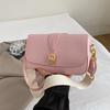 Solid Color Women's Shoulder Bag Wide Strap Handbag Brand Samll Crossbody Bag PU Leather Envelope Bag Lady Satchel Flap Handbags