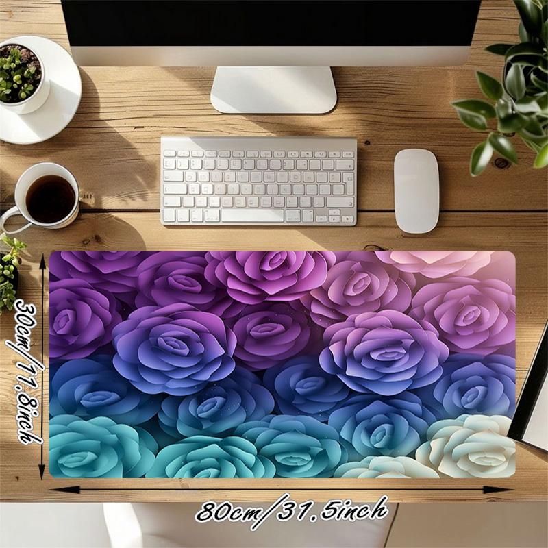 Floral Background Xl Gaming Mouse Pad Nonslip Rubber Base Stitched Edge Waterproof Desk Mat For Pc Laptop Gamer Office Computer Accessories C927273