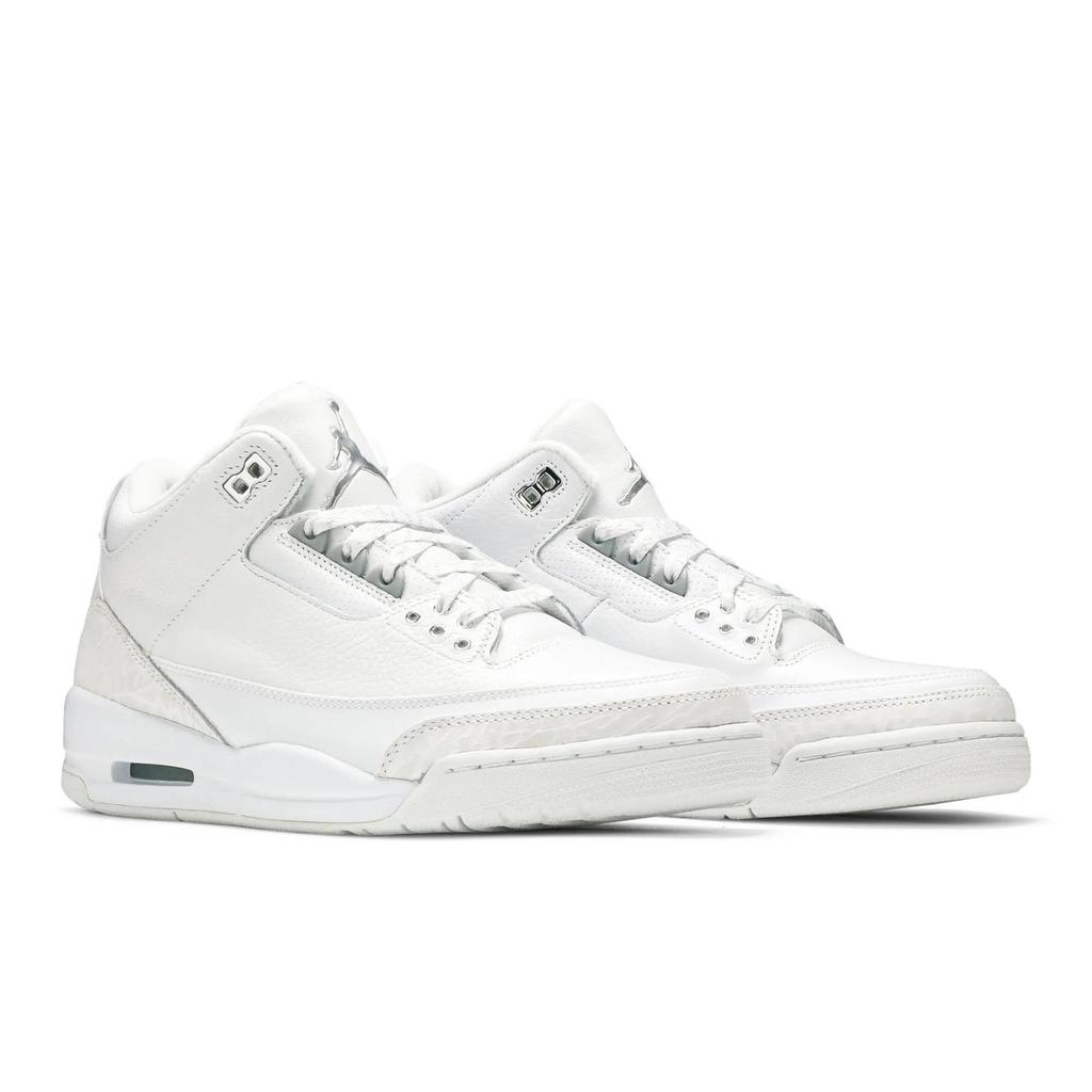 Air Jordan 3 Retro 'Pure Money' 2007 (Unisex) White / Metallic Silver Vintage Basketball Shoes 136064 103