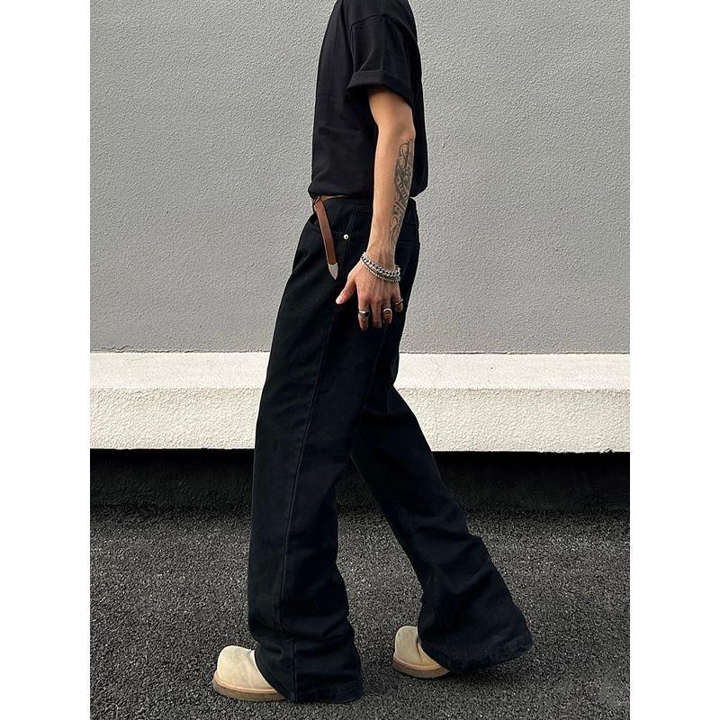 Blaexit American-Style Cleanfit Curved Black Bootcut Jeans Straight-Leg Slim Fit Old Money Style Drapey Pants