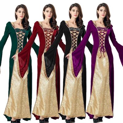 Large Halloween Costume: European Medieval Court Queen for Masquerade Party or Performance