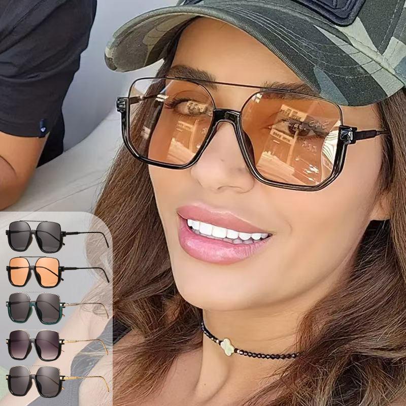 Sunglasses with Double Layered Eyeglass Frames Large Frame UV Resistant Glasses Suitable Women Metal Eyeglass Frame More Sturdy