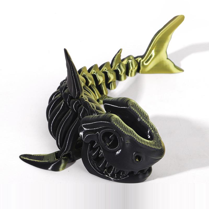 3D Printed Shark Model Solid Color Movable Doll Multi-jointed Articulated Animal Figurine Desktop Decoration Decompression Toy