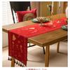 Red Chenille Table Runner Chinese New Decor Festive Long Tablecloth With Tassel Trim Living Room Dining
