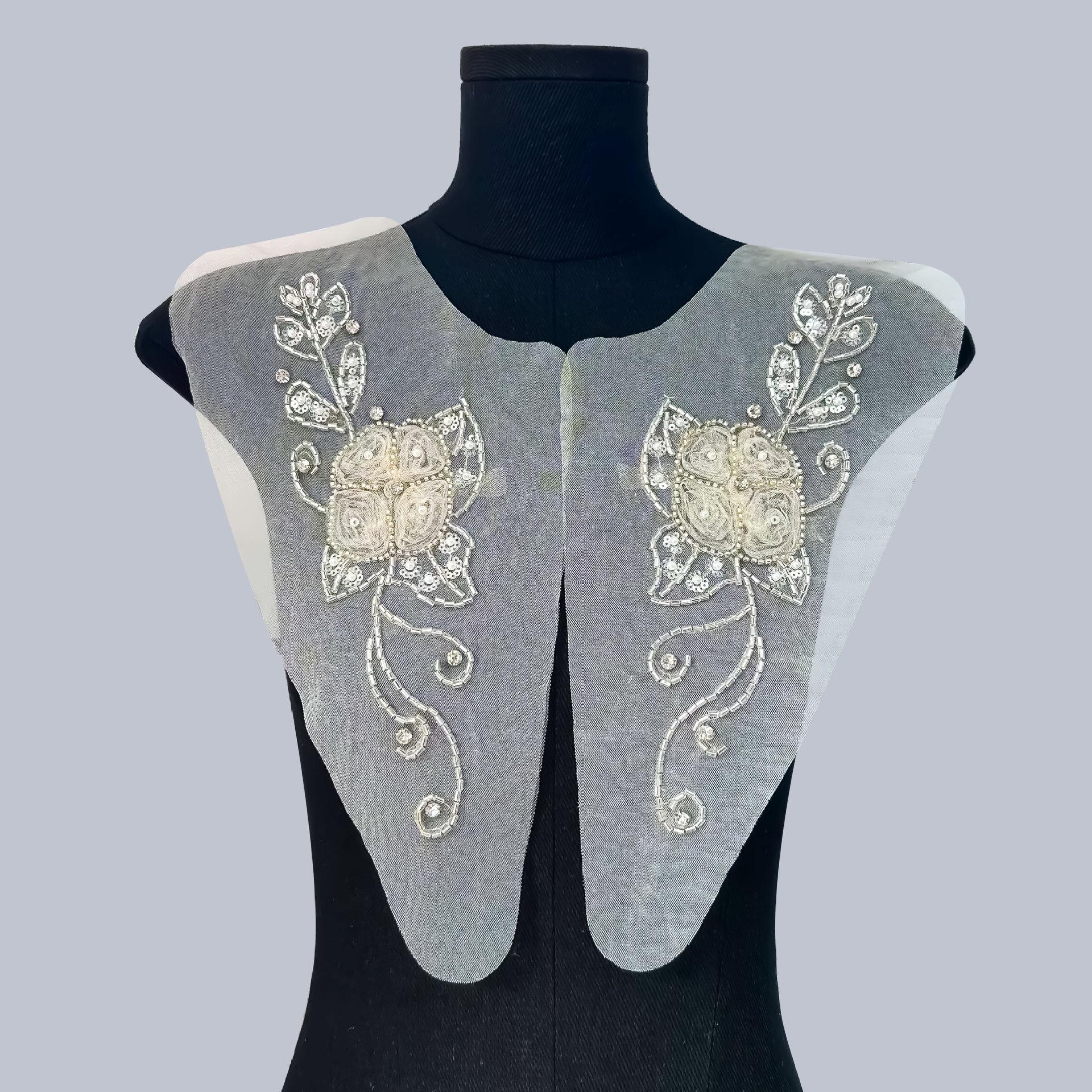 

Mesh Bead Sequin Embroidery Flower To Flower Cloth Sticker Diy Jewelry Accessories Wedding Dress Clothing Accessories Accessories X3325 pair