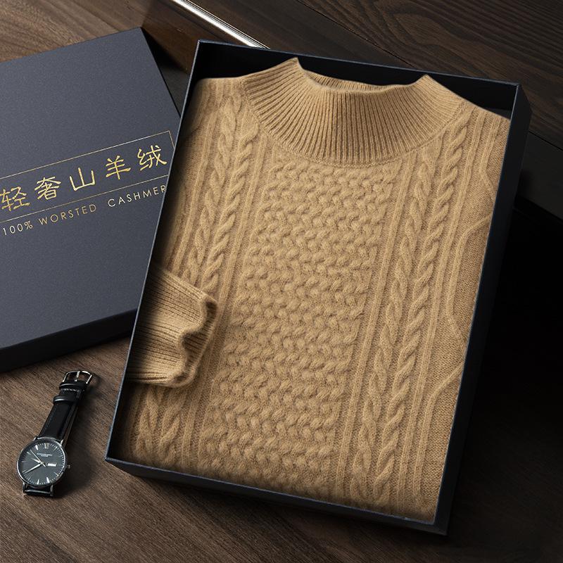 Men's Plus Size Cashmere Sweater - Thick, Warm, Loose Fit for Autumn & Winter