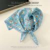 Elegant Cashew Small Square Scarf Cherry Floral Printed Silk Scarf Scarf Hair Band Flower Square Handkerchief Beach