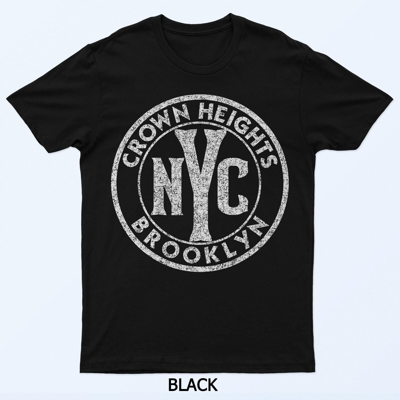 Кроун-Хайтс Бруклин Нью-Йорк Круглый знак Белый принт с эффектом потертости Футболка S