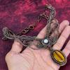 Tiger's Eye Real Gemstone Necklace Copper Wire Wrapped Adjustable Chain Necklace