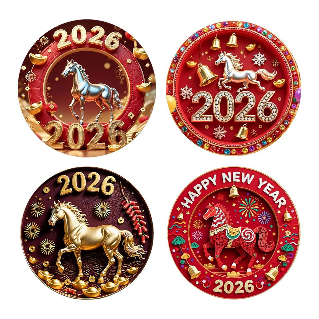 2026 New Year Decorations Magnetic 2D Flat Acrylic Horse Sticker Chinese Animal Refrigerator Magnet For Door Locker Cabinet 8cm