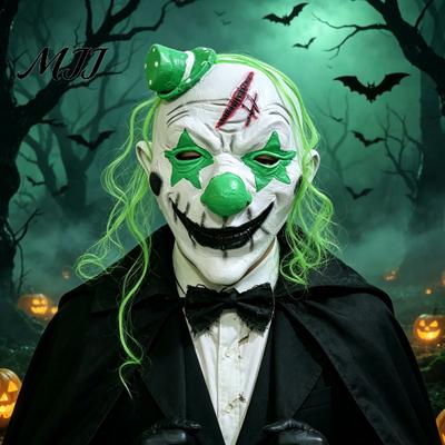 Detailed Photo Effect Prop Horror Halloween Latex Masque for Adults, Scary Clown Cosplay Prop, Creepy Terrifying Festival Head Full Hood Costume,