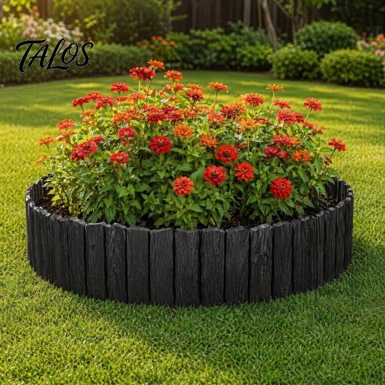Durable Yard Edging Garden Border, 5.91Ft 7.87Ft 11.81Ft Plastic Flexible Lawn Wood Path Border Look, No Dig Panels for Flower Beds Lawns Bed Barrier