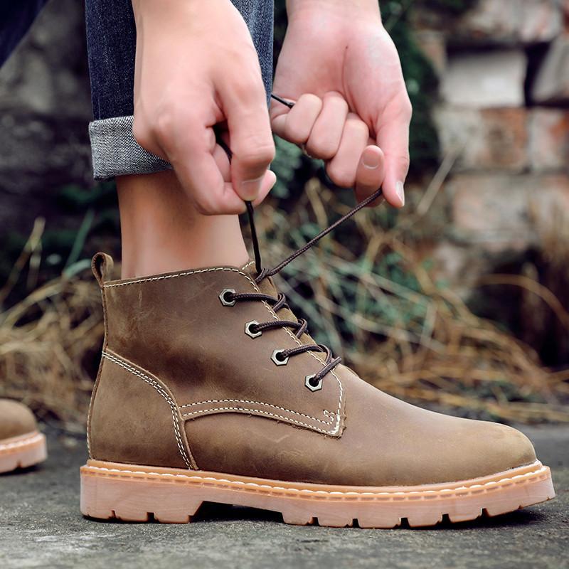 Tooling Stiefel Outdoor Paar Leder Martin Stiefel Damen Atmungsaktive Mid-Top Lederstiefel Herren Wüstenstiefel Cowboy Kurze Stiefel Motorradstiefel