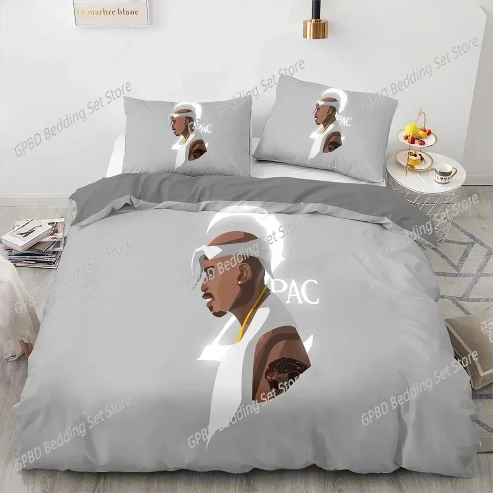 Tupac Shakur Raper 2Pac Beding Set 3D Printed Suitable for Bedrom Soft Durable Quality Duvet Cover Set With Pilowcases Children Kids Home Textile