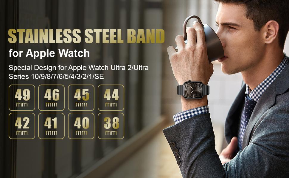 Stainless Steel For Apple Watch Ultra 2 Band 49mm 46mm 42mm 45mm 41mm 38mm Bracelet Iwatch Series 10 9 8 7 6 SE Straps 44mm 40mm
