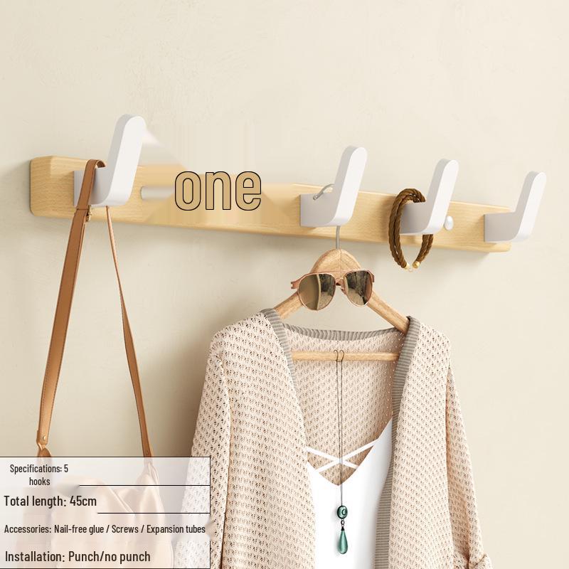 No-Drill Walnut Hook for Entrance or Hallway - Wall-Mounted Clothes & Hat Rack