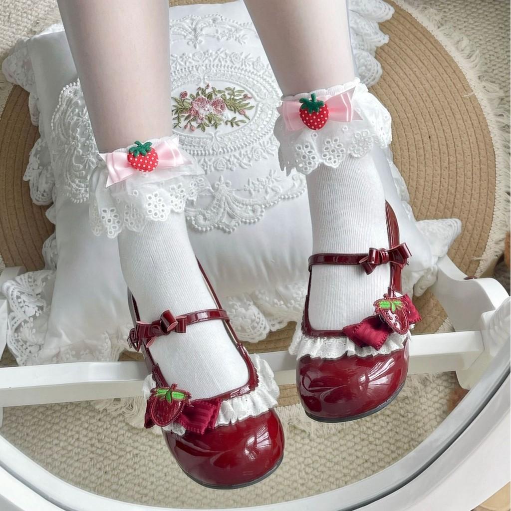 Lolita Cotton Hollow Lace Summer Socks With Bow Accents For Women And Teens