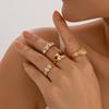 4Pcs Boho Rhinestone Rings Set for Women Wed Bridal Geometric Vintage Punk Metal Knuckle Ring Couple Jewelry Y2K Accessories