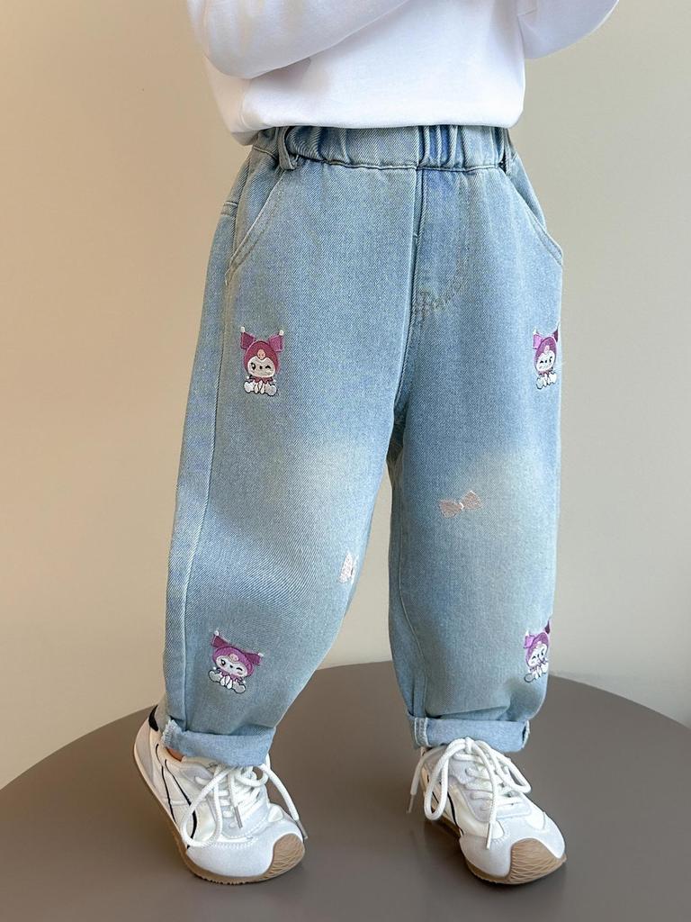 Kuromi Girls' Loose Fit Jeans, Spring/Autumn 2025 Fashionable Style
