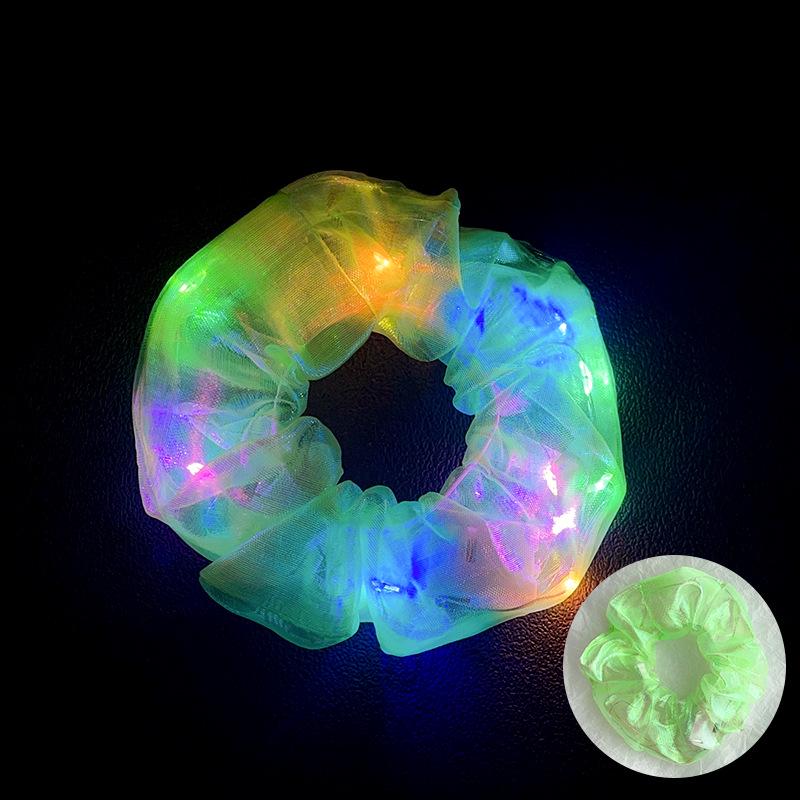 LED Işıklı Parlak Saten Noel Saç Tokası - Amerikan ve Avrupa Stilleri için Kalın Bağırsak Scrunchie Saç Aksesuarı