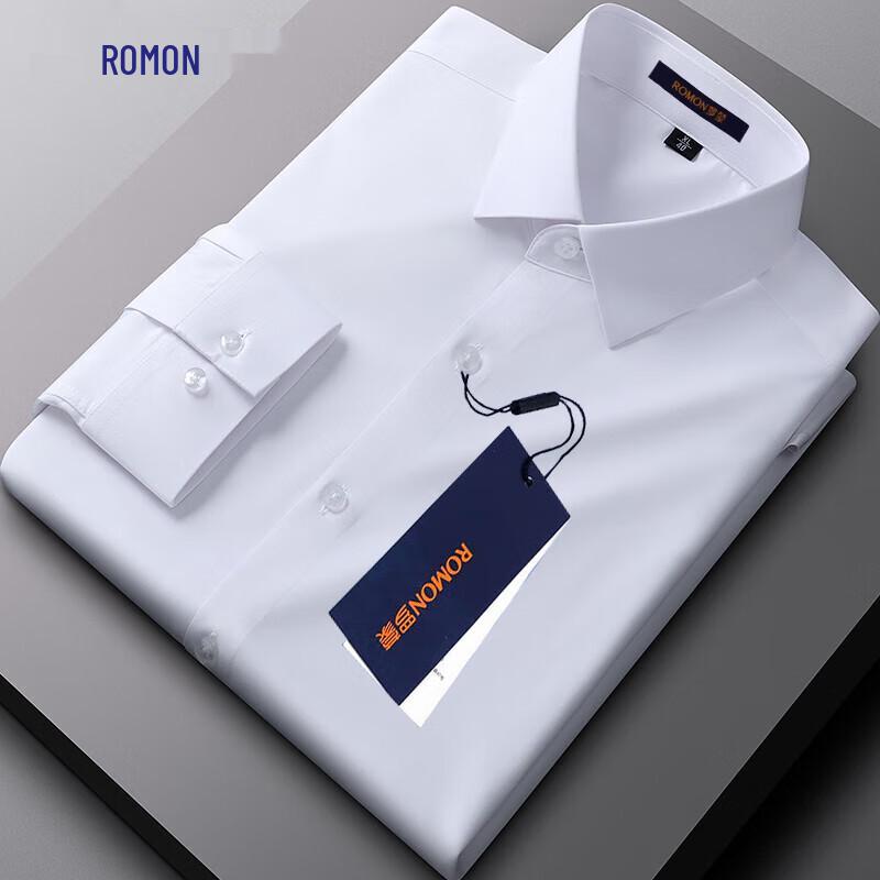 Romon Men s Silk Bamboo Blend Long-Sleeve Shirt M/38