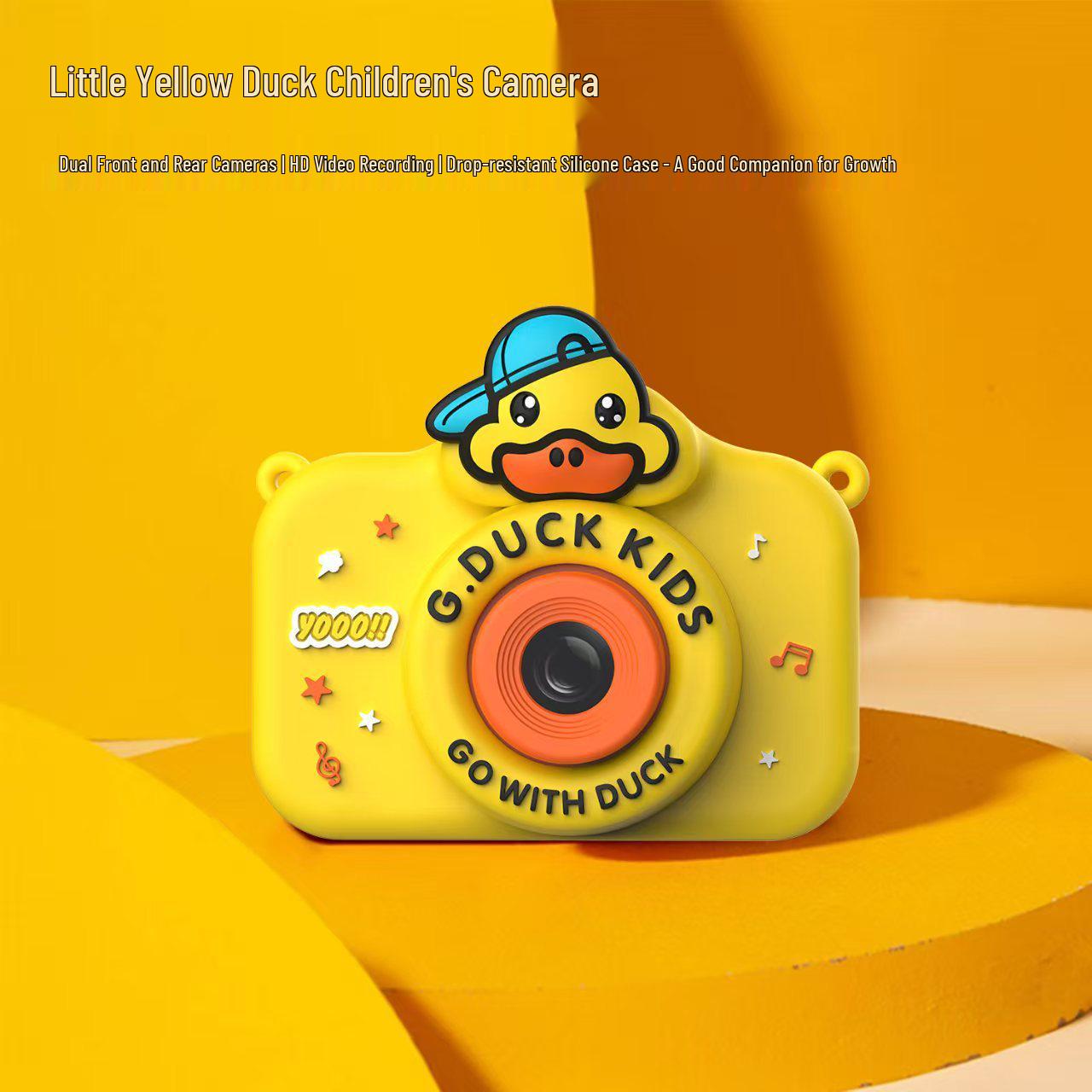 B.Duck Yellow Duck Kids Dual Camera: Cute Cartoon Handheld HD Digital Camera Gift