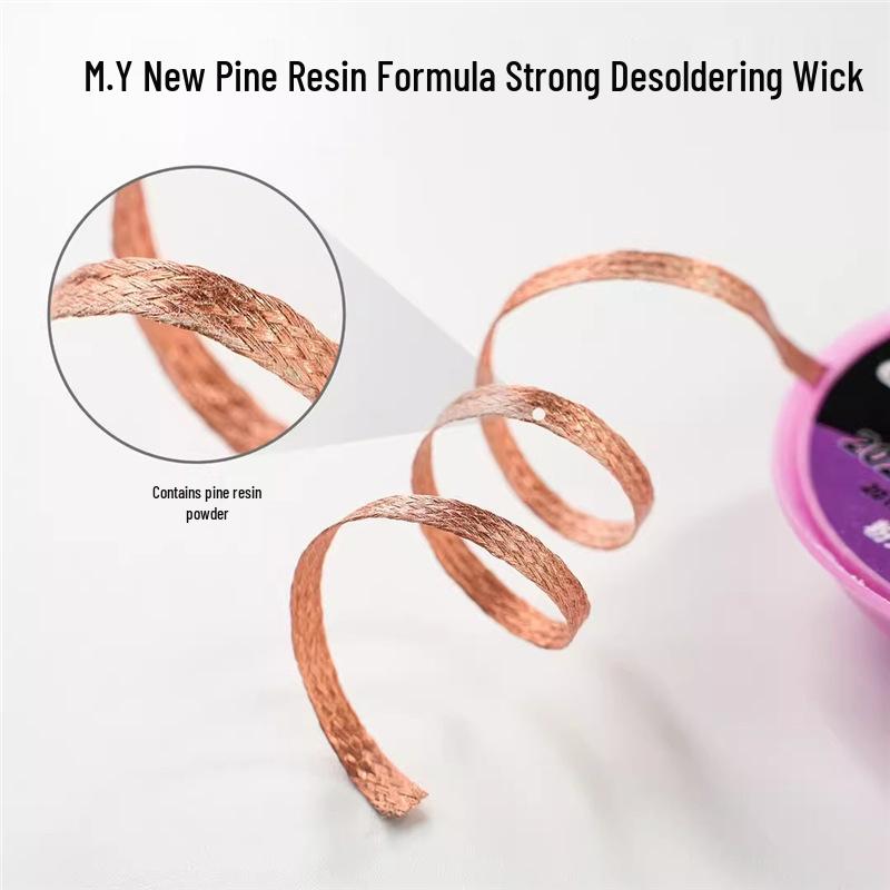 M.Y New Rosin Desoldering Wick: Strong, No-Residue, Fast Adsorption, Excellent Thermal Conductivity, Cleans Joints, Removes Solder Dross.