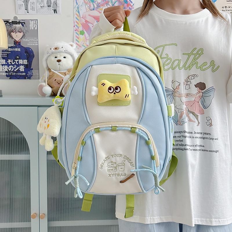 Student Schoolbag Women's Contrast Color Backpack Children's Backpack for Girls
